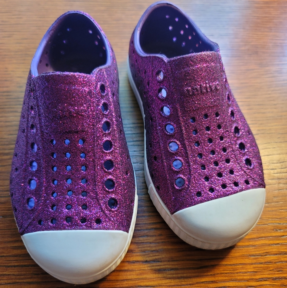 Native Jefferson shoes - purple glitter, toddler size c 8